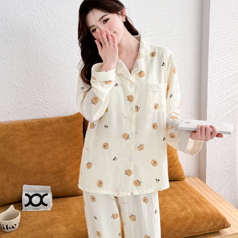 LoveEsteem Spring Fall Pajama Set Women's Light Apricot-3