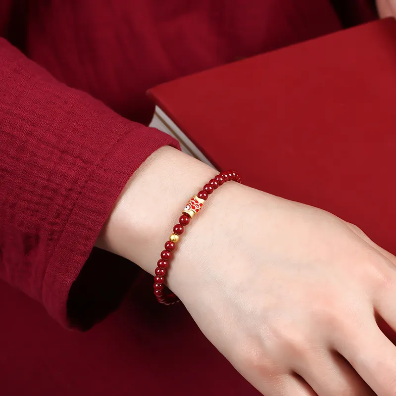 Baozhi Reconstructed Cinnabar Jade Bracelets Unisex-12