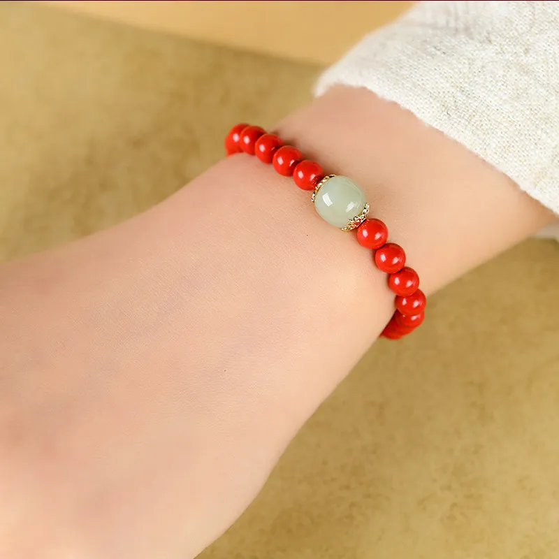 Baozhi Reconstructed Cinnabar Bracelets Unisex-3