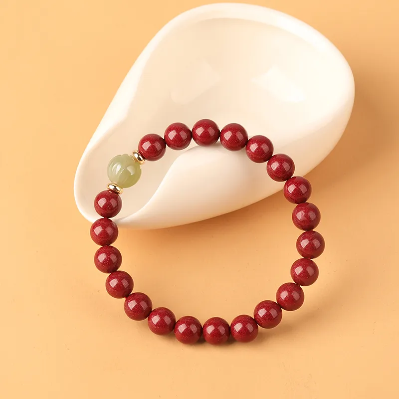 Baozhi Reconstructed Cinnabar Jade Bracelets Unisex-31