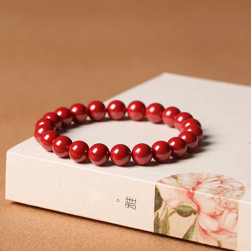 Baozhi Reconstructed Cinnabar Jade Bracelets Unisex-11