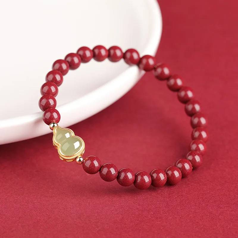 Baozhi Reconstructed Cinnabar Jade Bracelets Unisex-41