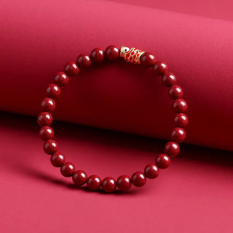 Baozhi Reconstructed Cinnabar Jade Bracelets Unisex-7