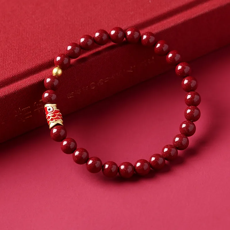 Baozhi Reconstructed Cinnabar Jade Bracelets Unisex-6