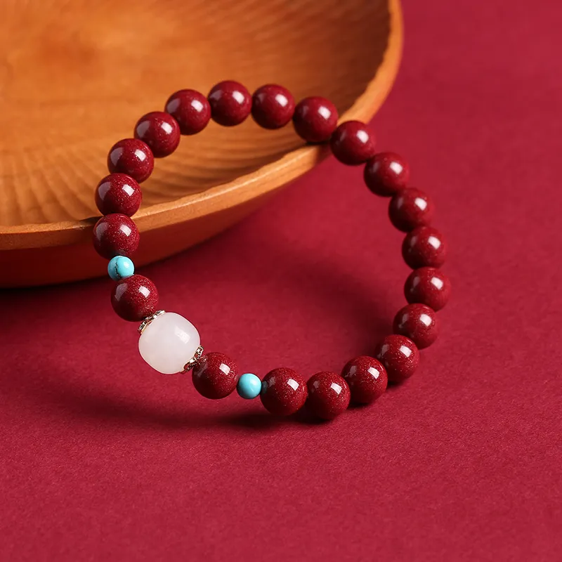 Baozhi Reconstructed Cinnabar Jade Bracelets Unisex-8