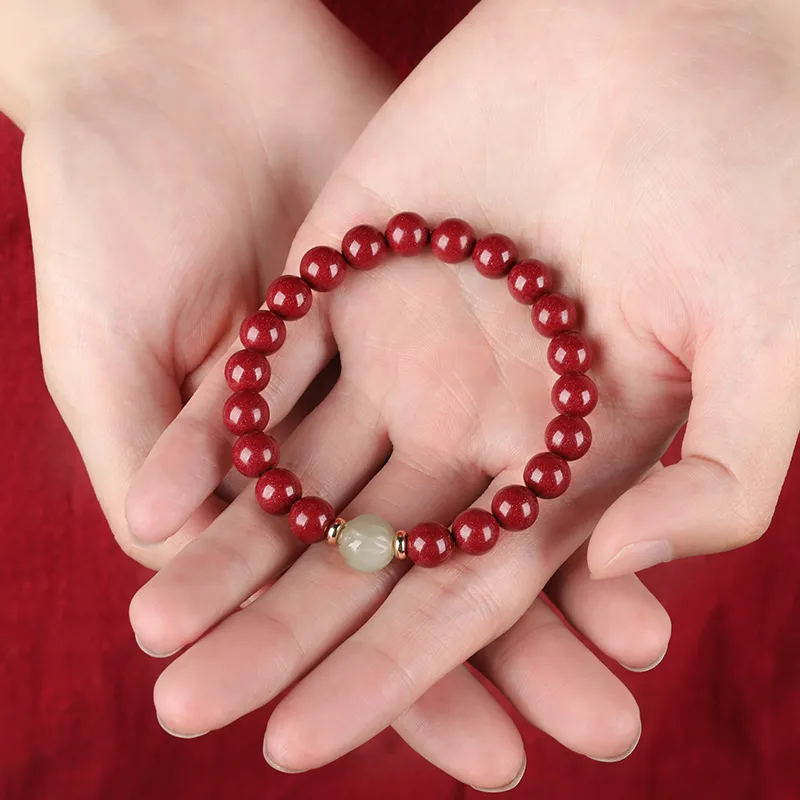 Baozhi Reconstructed Cinnabar Jade Bracelets Unisex-29