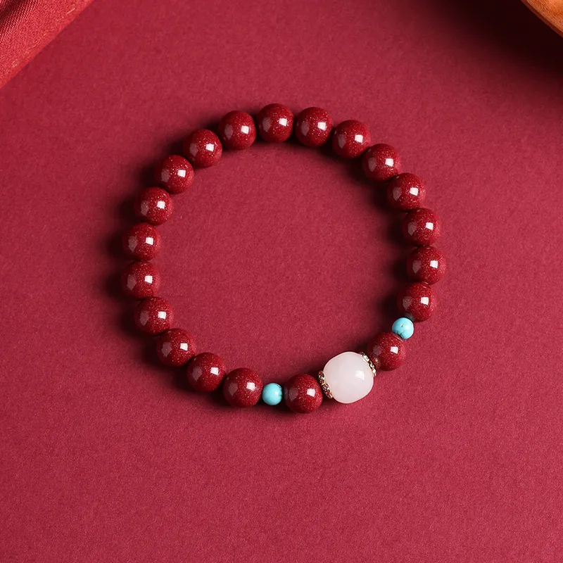 Baozhi Reconstructed Cinnabar Jade Bracelets Unisex-11