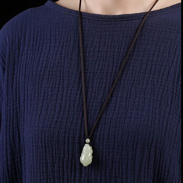 Baozhi Hetian Jade Necklace Green Jade Unisex-2
