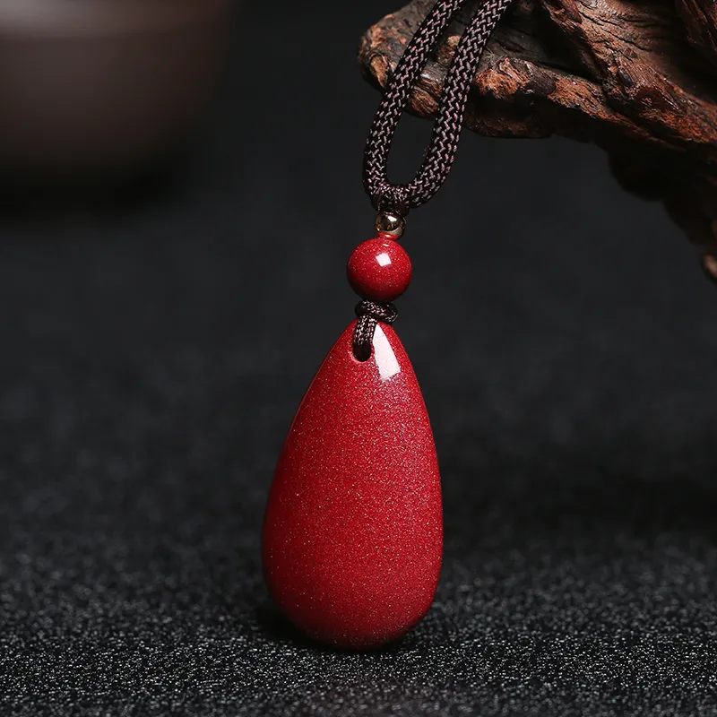 Baozhi Reconstructed Cinnabar Jade Pendants Unisex-3