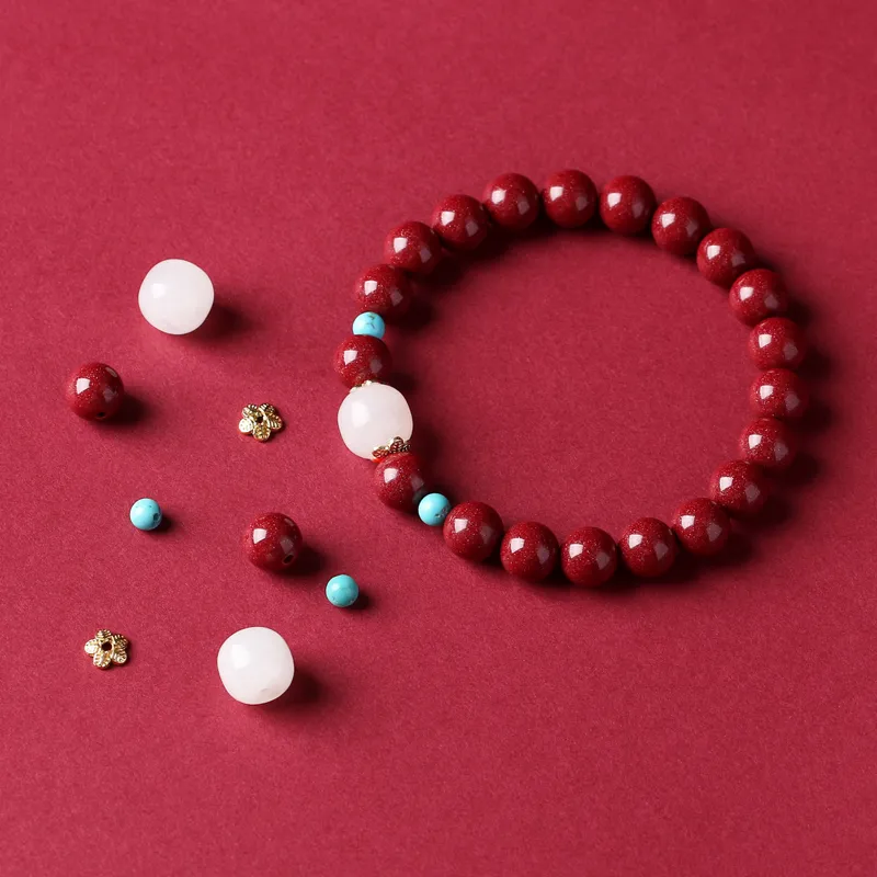 Baozhi Reconstructed Cinnabar Jade Bracelets Unisex-7