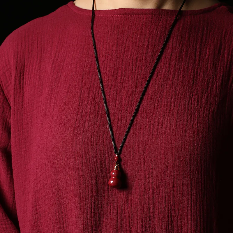 Baozhi Reconstructed Cinnabar Jade Necklaces Unisex-2