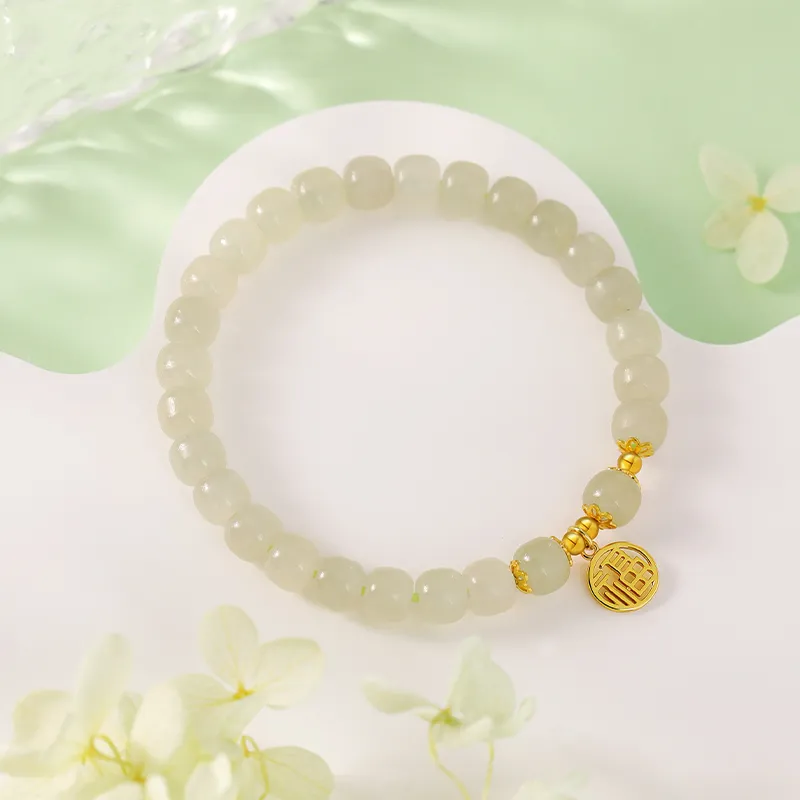 Baozhi Hetian Jade Bracelets Pale Greenish White Jade Unisex-6