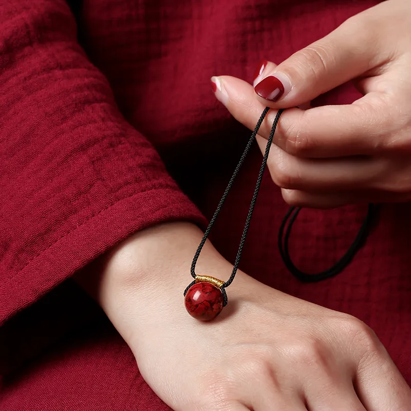 Baozhi Reconstructed Cinnabar Necklaces Unisex-4