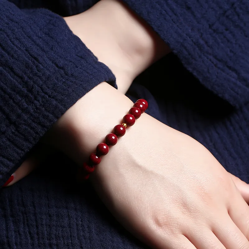 Baozhi Reconstructed Cinnabar Jade Bracelets Unisex-47