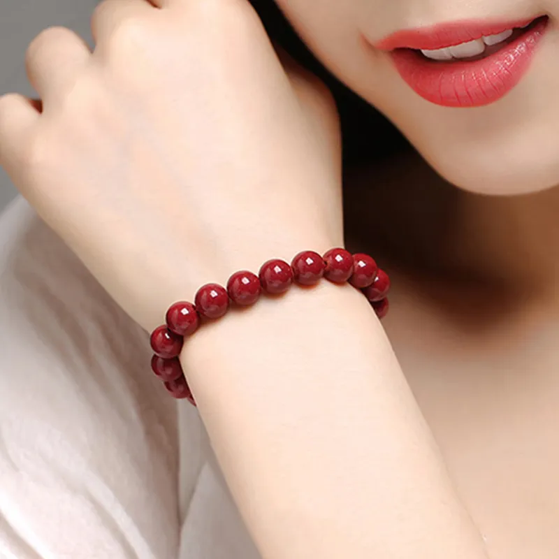 Baozhi Reconstructed Cinnabar Jade Bracelets Unisex-17