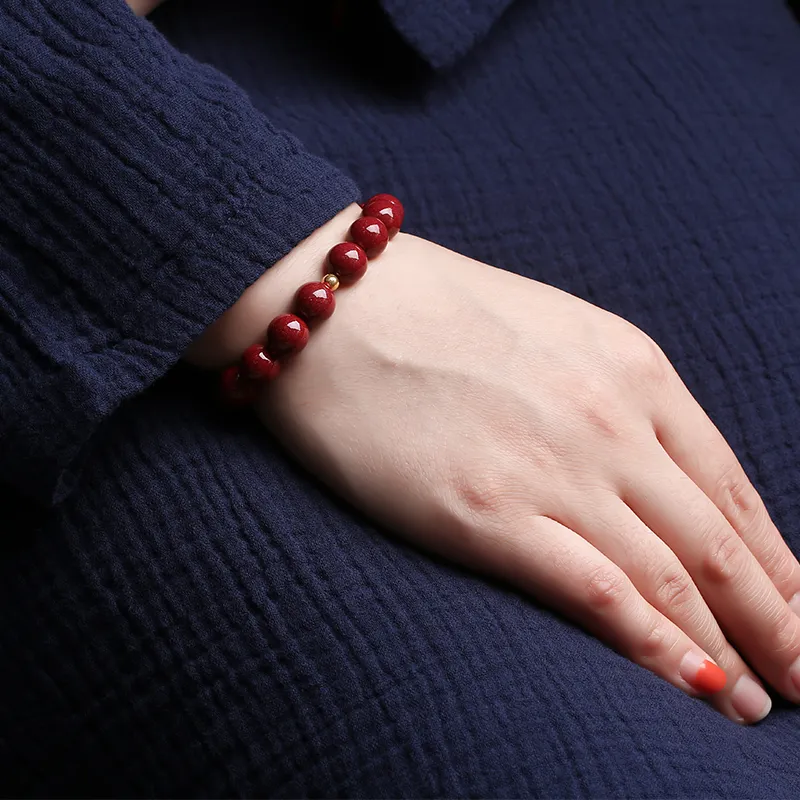 Baozhi Reconstructed Cinnabar Jade Bracelets Unisex-48