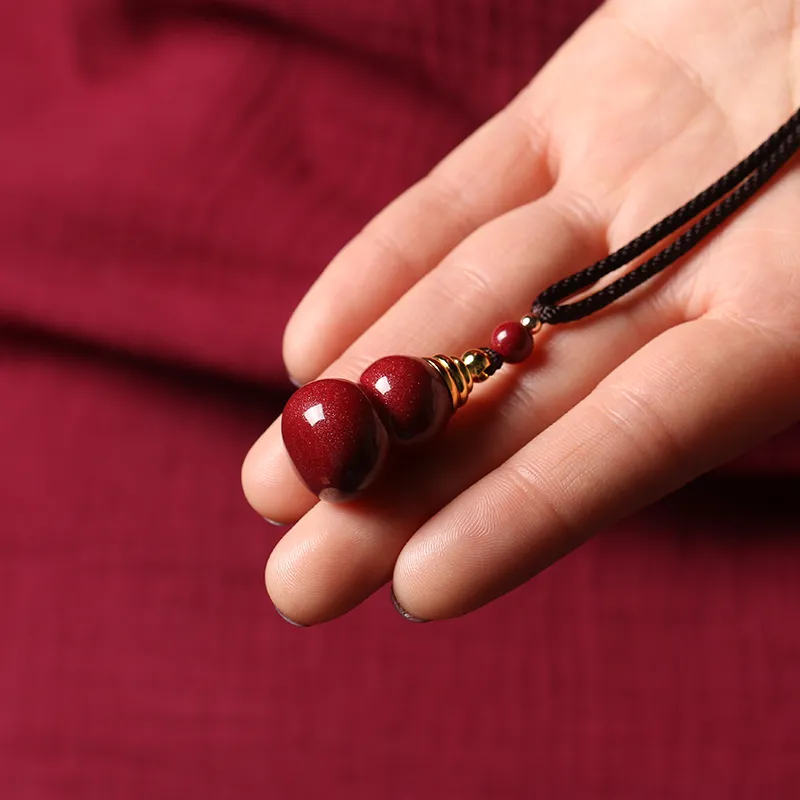 Baozhi Reconstructed Cinnabar Jade Necklaces Unisex-3