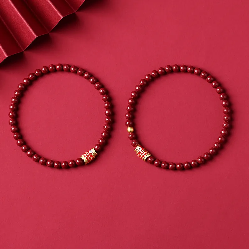 Baozhi Reconstructed Cinnabar Jade Bracelets Unisex-8