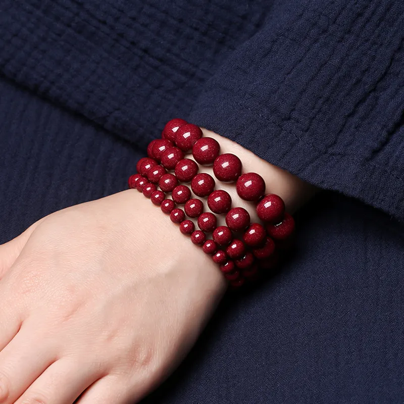 Baozhi Reconstructed Cinnabar Jade Bracelets Unisex-20