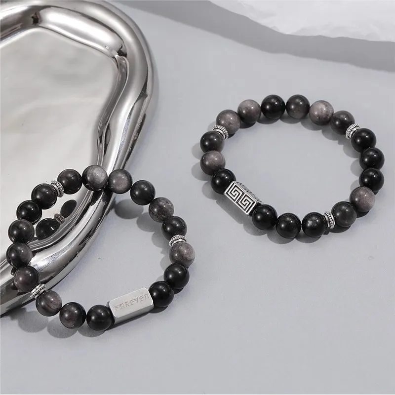 Baozhi Obsidian Obsidian Bracelets Unisex-5