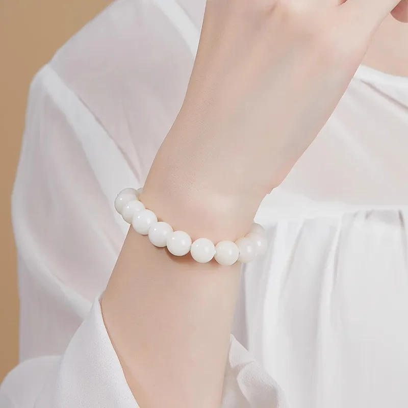 Baozhi White Jade Bodhi Seed Bracelets Unisex-1