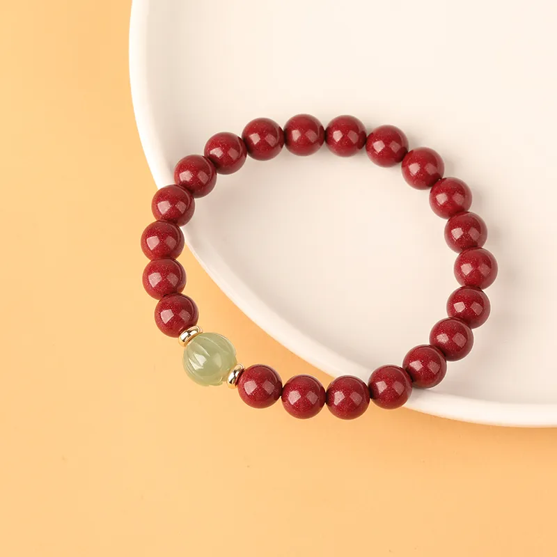 Baozhi Reconstructed Cinnabar Jade Bracelets Unisex-32