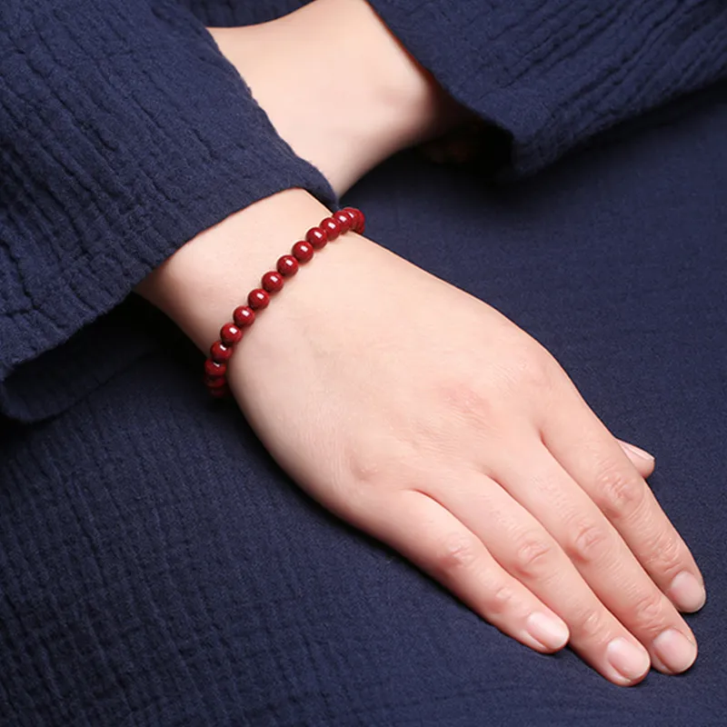 Baozhi Reconstructed Cinnabar Jade Bracelets Unisex-16