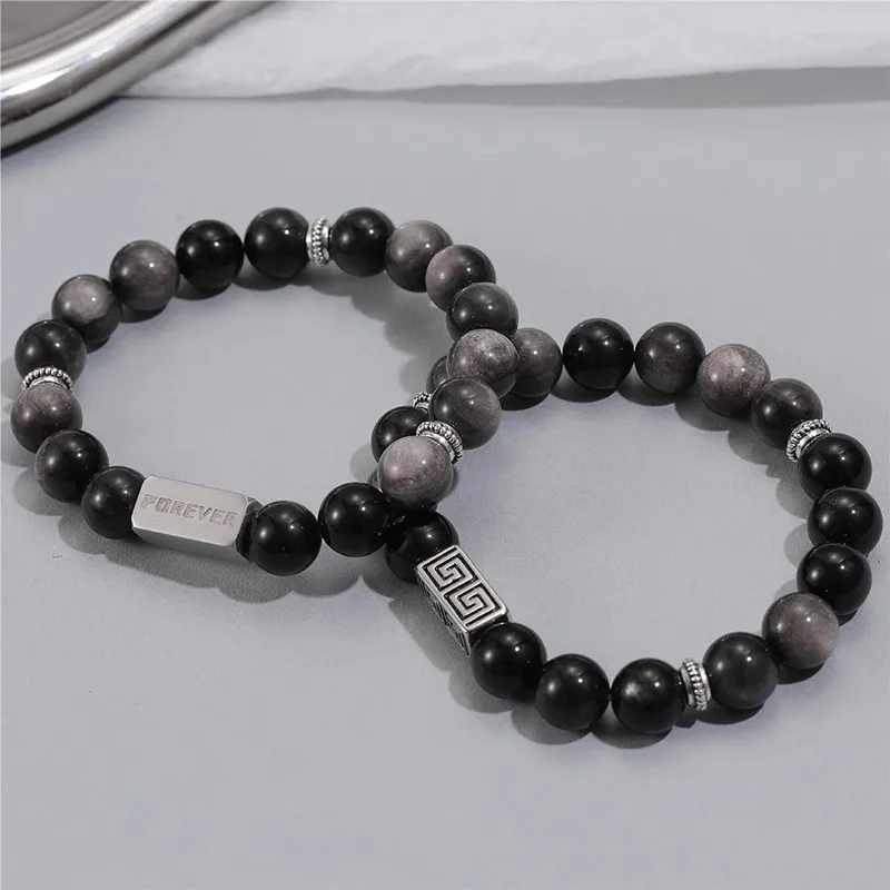 Baozhi Obsidian Obsidian Bracelets Unisex-4