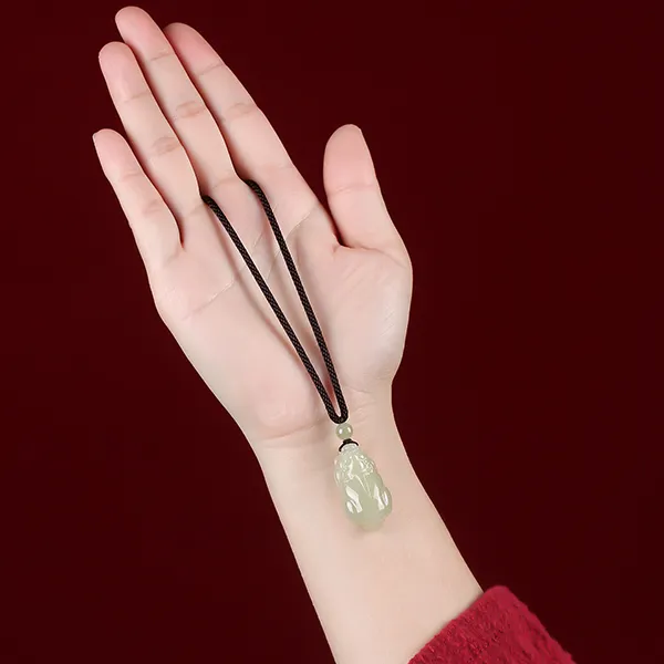 Baozhi Hetian Jade Necklace Green Jade Unisex-3