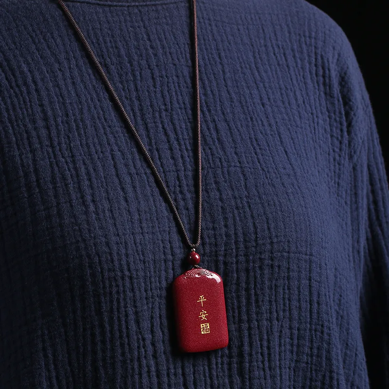 Baozhi Reconstructed Cinnabar Necklaces Unisex-2