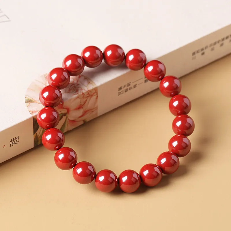 Baozhi Reconstructed Cinnabar Jade Bracelets Unisex-13