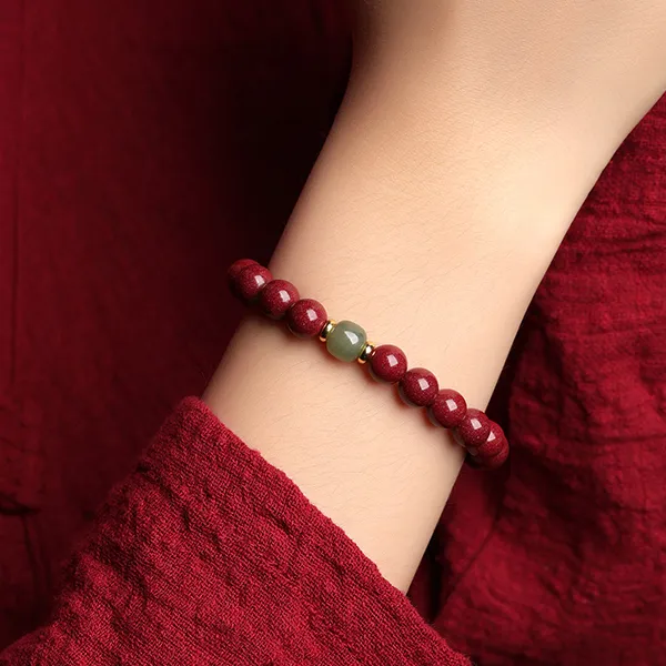 Baozhi Reconstructed Cinnabar Jade Bracelets Unisex-2