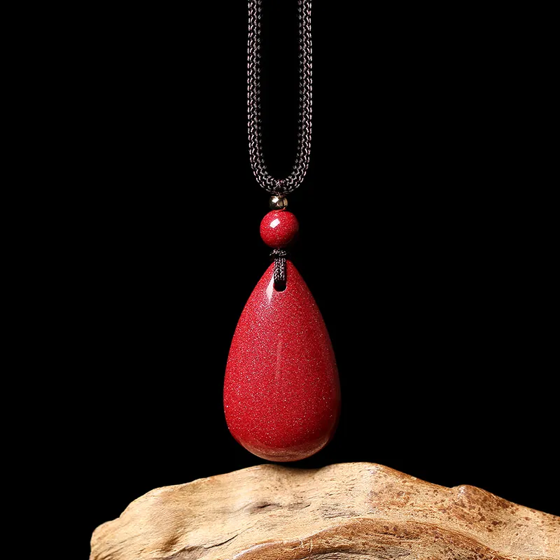 Baozhi Reconstructed Cinnabar Jade Pendants Unisex-4