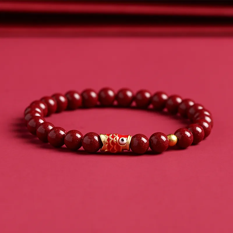 Baozhi Reconstructed Cinnabar Jade Bracelets Unisex-5