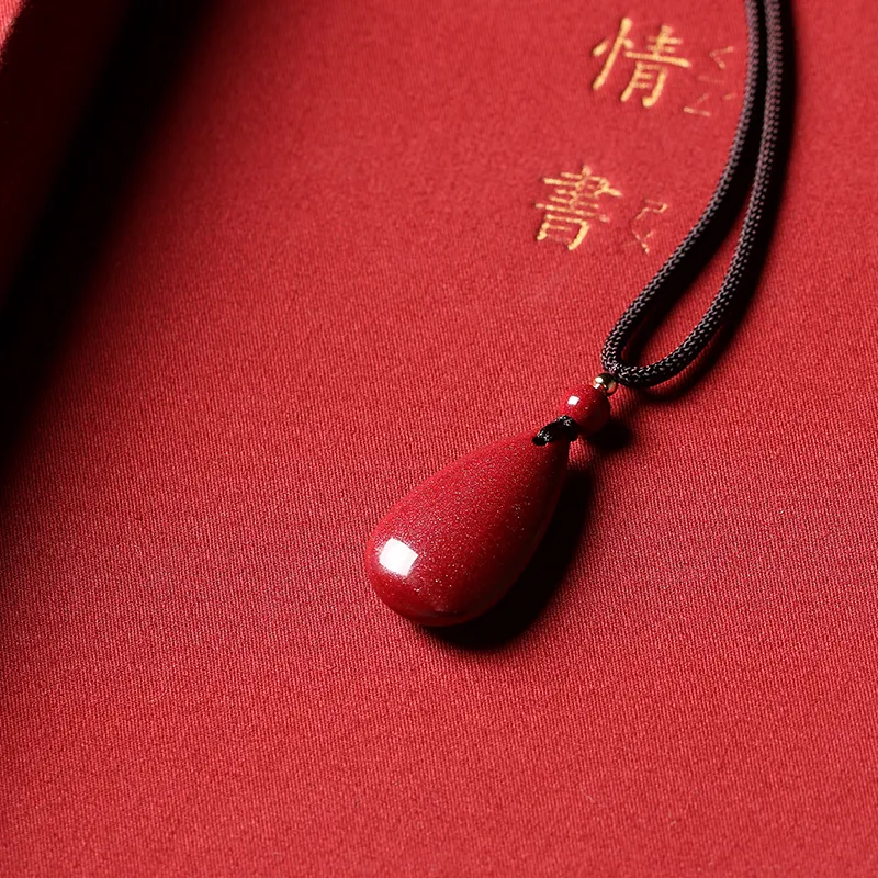 Baozhi Reconstructed Cinnabar Jade Pendants Unisex-7