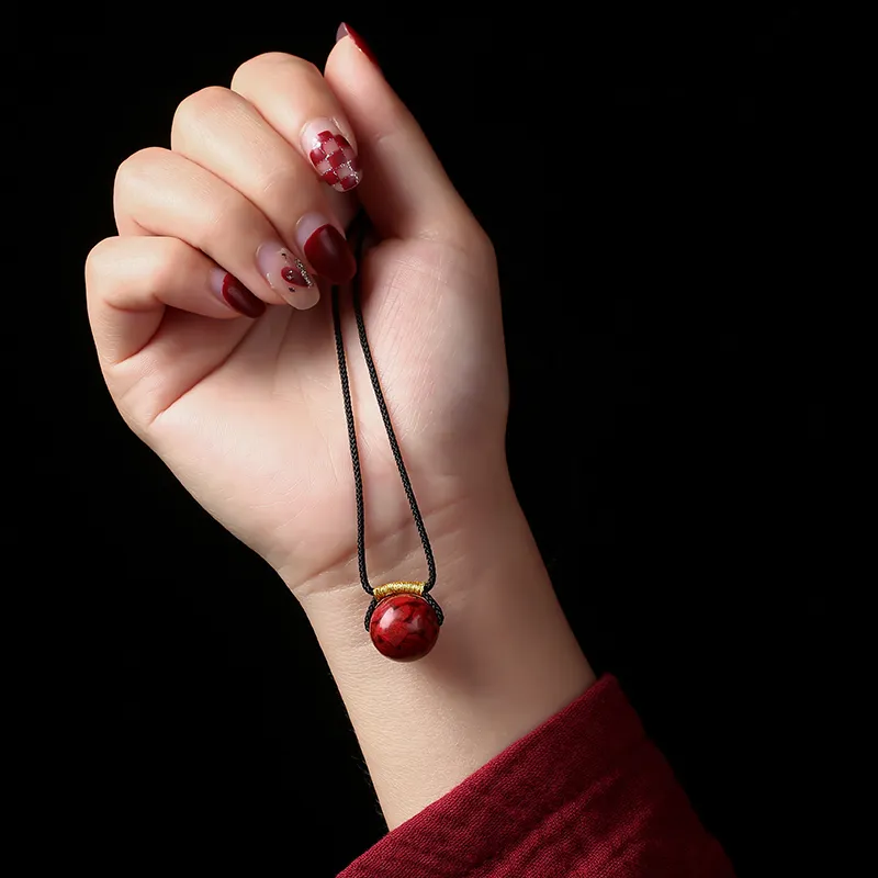Baozhi Reconstructed Cinnabar Necklaces Unisex-2