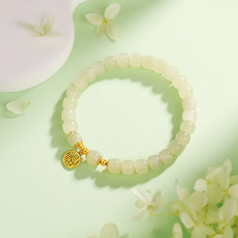 Baozhi Hetian Jade Bracelets Pale Greenish White Jade Unisex-4