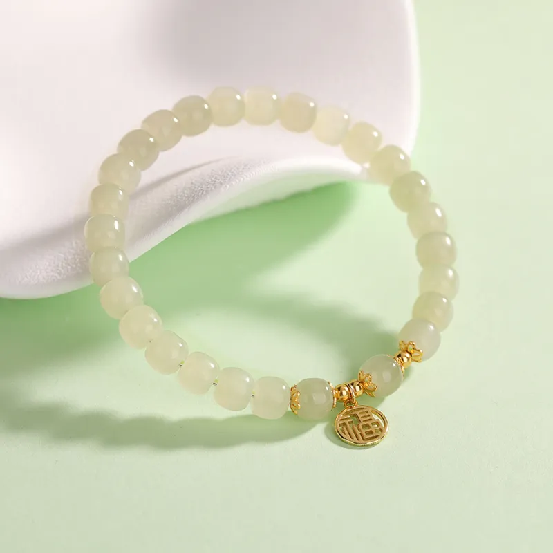 Baozhi Hetian Jade Bracelets Pale Greenish White Jade Unisex-3