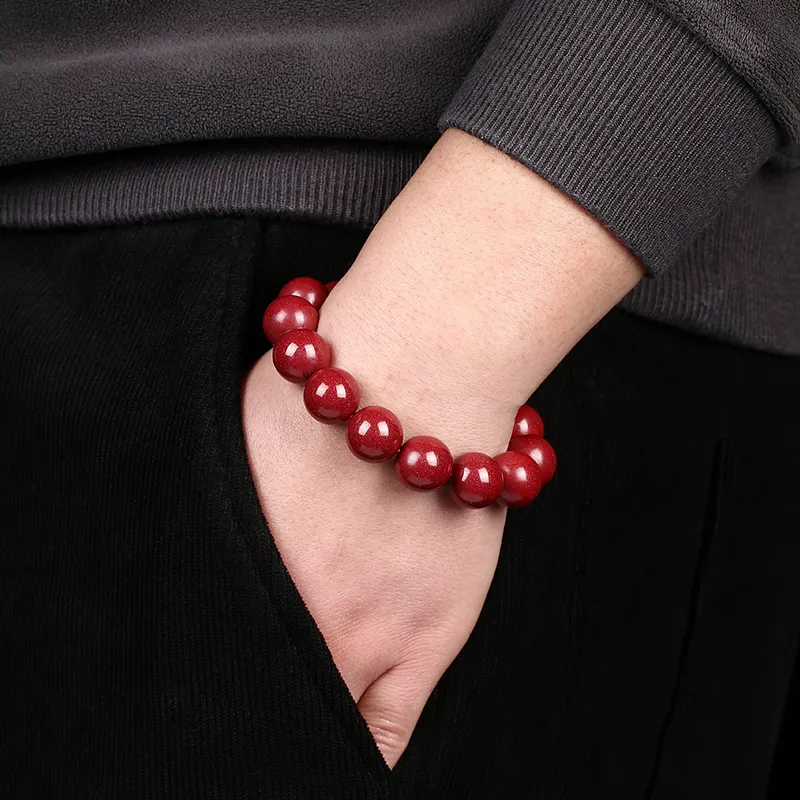 Baozhi Reconstructed Cinnabar Jade Bracelets Unisex-21