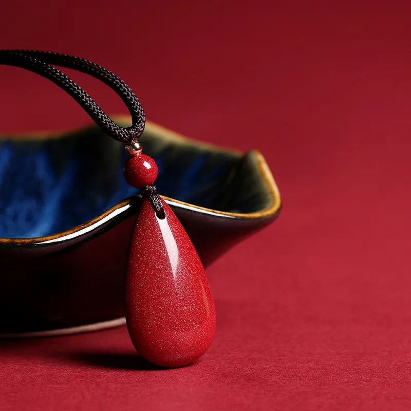 Baozhi Reconstructed Cinnabar Jade Pendants Unisex-5
