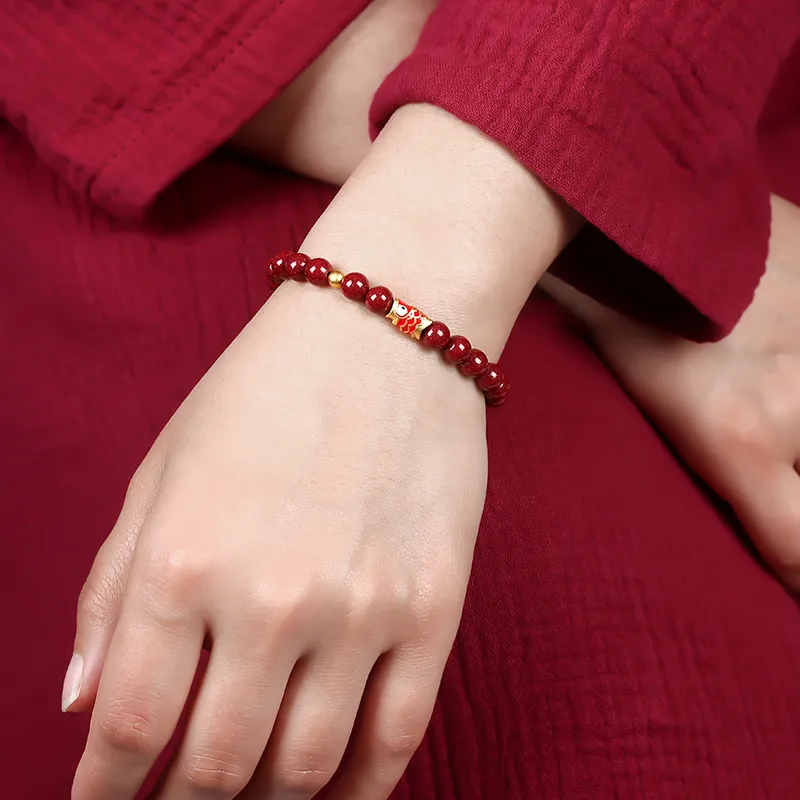 Baozhi Reconstructed Cinnabar Jade Bracelets Unisex-13