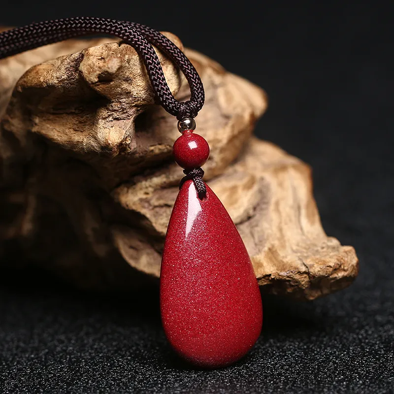 Baozhi Reconstructed Cinnabar Jade Pendants Unisex-6