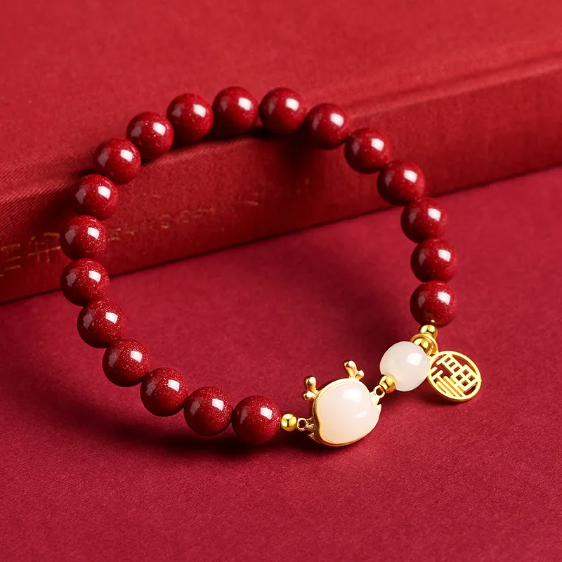 Baozhi Reconstructed Cinnabar Jade Bracelets Unisex-35
