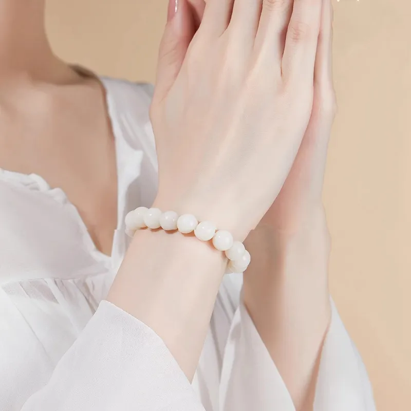 Baozhi White Jade Bodhi Seed Bracelets Unisex-2