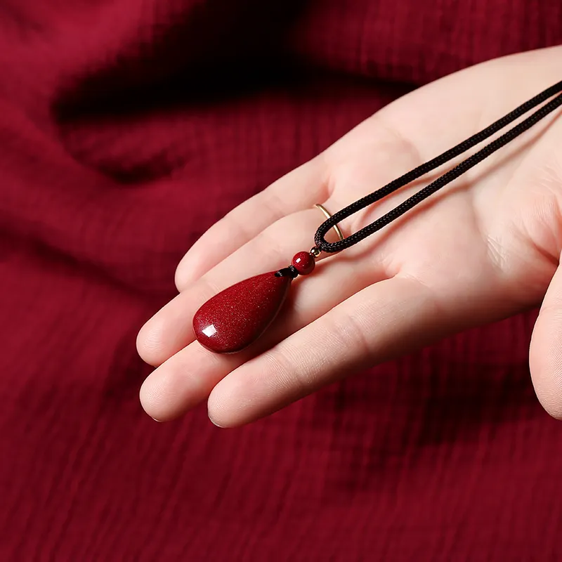 Baozhi Reconstructed Cinnabar Jade Pendants Unisex-2