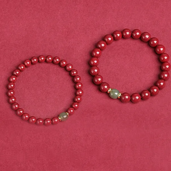 Baozhi Reconstructed Cinnabar Jade Bracelets Unisex-5