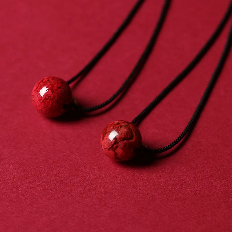 Baozhi Reconstructed Cinnabar Necklaces Unisex-7