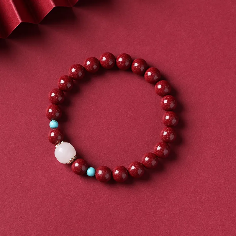 Baozhi Reconstructed Cinnabar Jade Bracelets Unisex-5