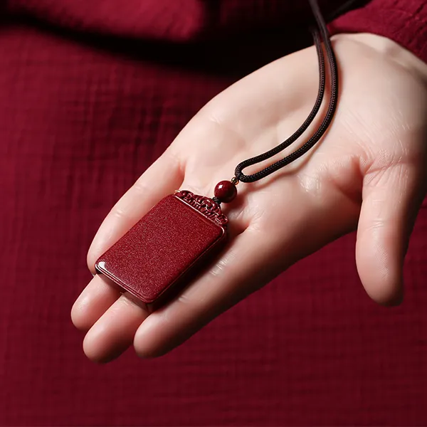 Baozhi Reconstructed Cinnabar Jade Pendants Unisex-3