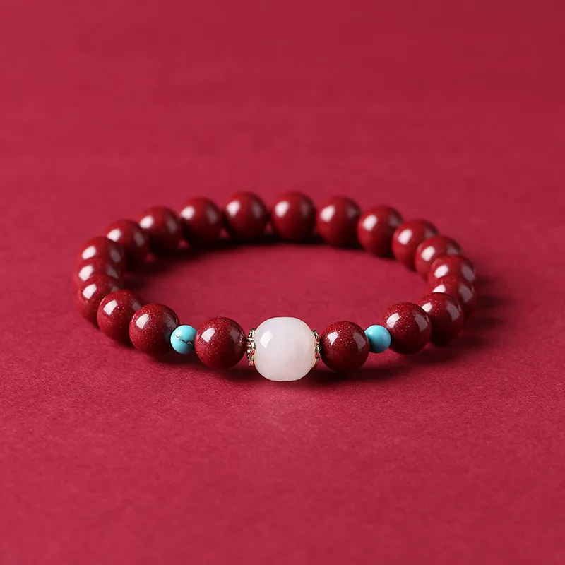 Baozhi Reconstructed Cinnabar Jade Bracelets Unisex-12